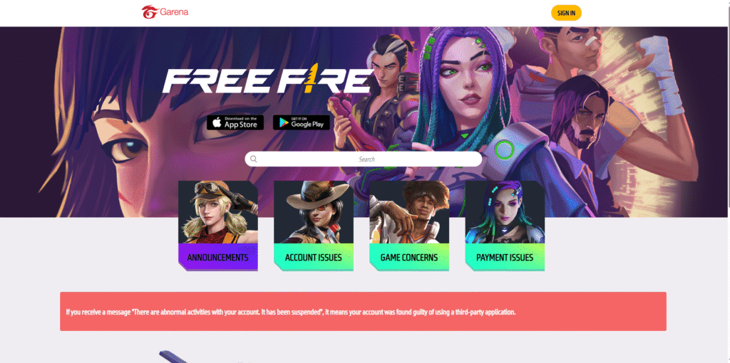 garena free fire help center