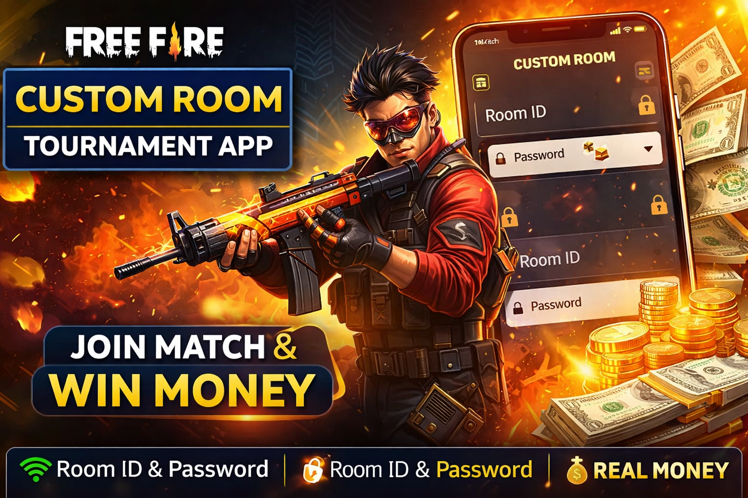 Free Fire Custom Room Tournament App – Join Match & Win Money