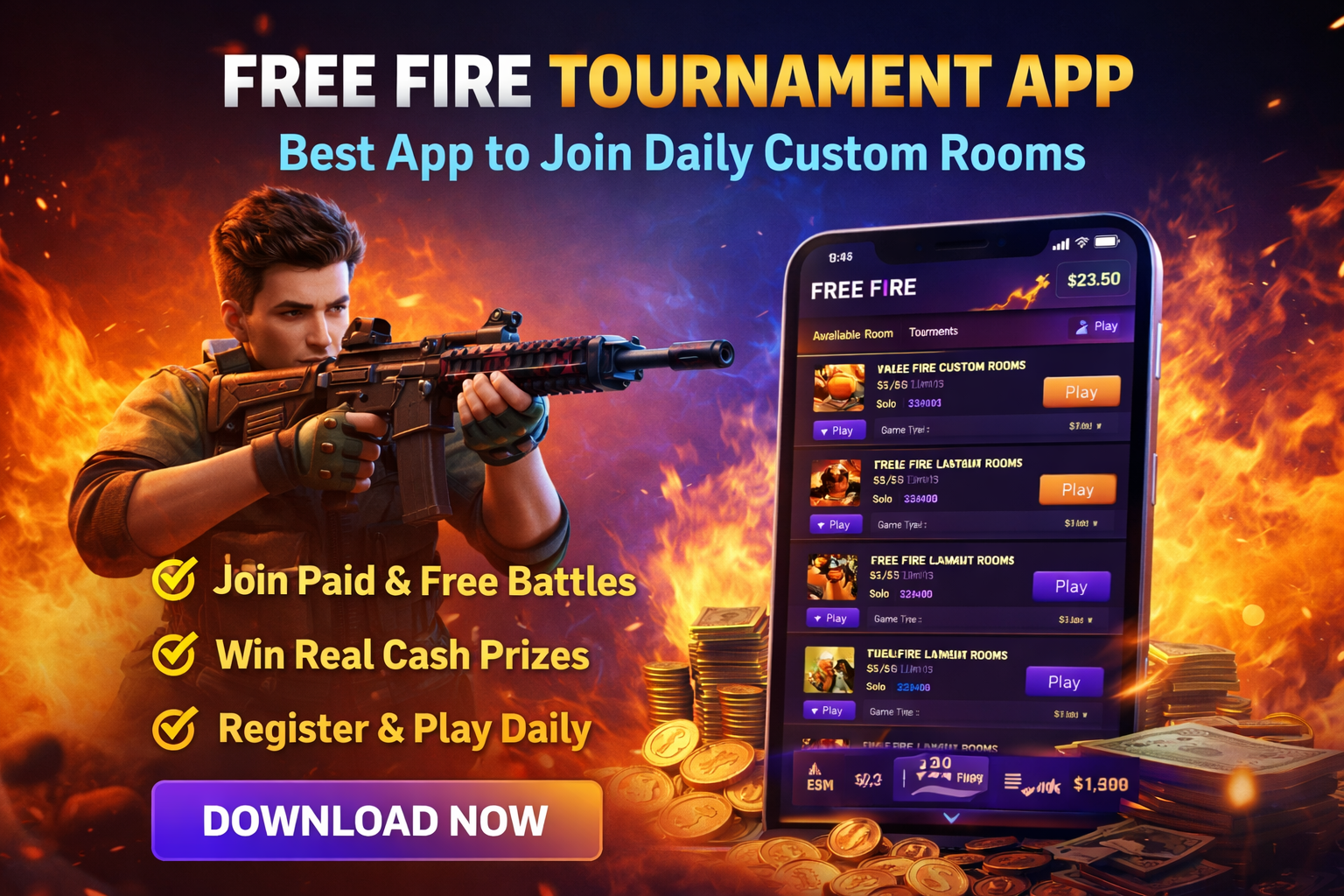 Free Fire Tournament App – Best App to Join Daily Custom Rooms