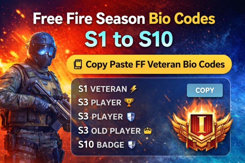 Free Fire Season Bio Codes S1 to S10