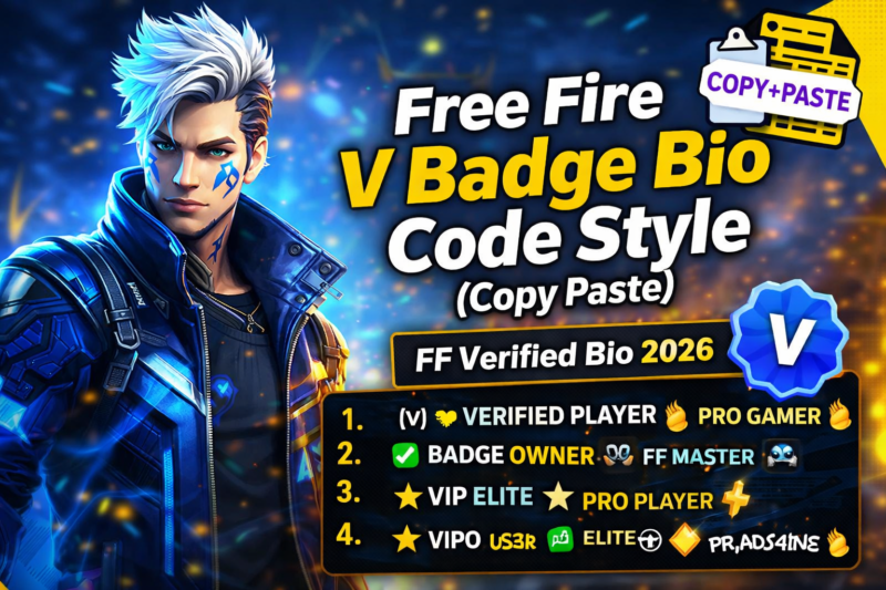 Free Fire V Badge Bio Code Style
